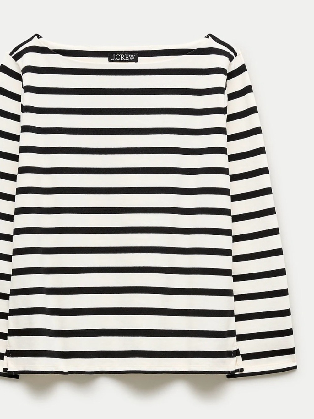 J. CREW Navy/Ivory Striped Thick Cotton Boatneck Top
